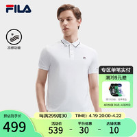 FILA 斐乐 男子针织短袖POLO衫2024夏季时尚休闲凉感上衣 标准白-WT 185/104A/XXL