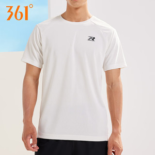 361° 361度短袖T恤男 新款速干衣361男装夏季纯色薄款半袖男士运动套装 羽白 2XL