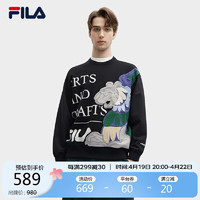 FILA 斐乐 ×V&A联名系列男子针织圆领上衣2024春时尚休闲卫衣