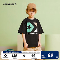 Converse匡威儿童装男童短袖t恤夏季中大童休闲服儿童运动透气T恤 正黑色 130(7/6X)