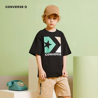 Converse匡威儿童装男童短袖t恤中大童夏季运动上衣透气半袖打底衫 正黑色 140(S)