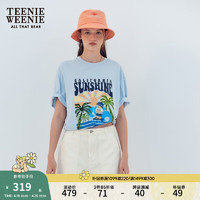 Teenie Weenie小熊2024年夏季多巴胺时尚宽松短袖T恤休闲时髦 浅蓝色 165/M