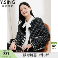 Y.SING 衣香丽影 格纹小香风短外套女冬季高级感法式气质名媛风 黑格纹 码数齐全