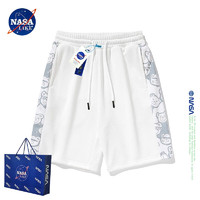 NASA LIKE潮牌小熊短裤男女夏季宽松棉质五分裤休闲直筒裤沙滩裤子 NASA联名-白色 L