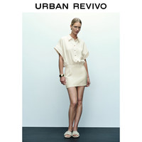 UR2024夏季女装简约通勤蝙蝠袖纽扣宽松连衣裙UWG740065 米白 XS