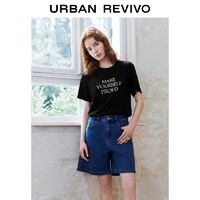 百亿补贴：URBAN REVIVO UR2024夏季新款女都市休闲简约撞色字母正肩袖T恤衫UWU440064