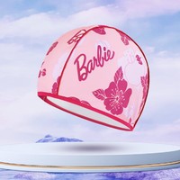 Barbie 芭比 时尚印花成人游泳帽 舒适长发护耳不勒头 女士布泳帽