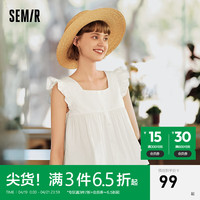 森马（Semir）无袖衬衫女短款修身方领温柔2024夏季纯棉小飞袖衬衣可爱 本白10102 160/84A/M