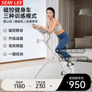 Sean Lee 三合一有氧动感单车家用无声磁控健身车燃脂减肥室内可折叠立式 月白