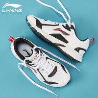 LI-NING 李宁 跑步鞋男鞋新款网面透气软底轻便休闲鞋减震耐磨运动鞋子老爹鞋 标准白/标准黑（网面） 软底舒适 44