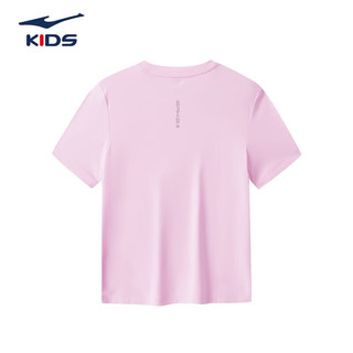 鸿星尔克（ERKE）儿童装男童速干短袖t恤夏季短T男生夏装中大童运动半袖T恤 浅粉紫 140cm