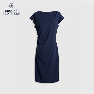 布克兄弟（BrooksBrothers）女士24春夏圆领纯色时尚收腰连衣裙 4004-藏青色 XL