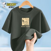 史努比儿童纯棉短袖t恤2024时尚男女童夏季上衣中大童夏装 好友努比K中碳灰 120