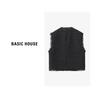 Basic House/百家好L春季背心韩版织马甲套装B0624H5A802-1 黑色套装 S80-110斤