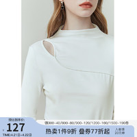 范思蓝恩 23FS11133 法式镂空上衣，女春秋半高领内搭修身套头针织衫 白色 XS