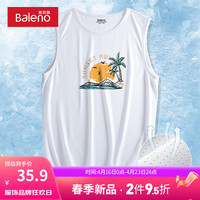班尼路冰丝感网眼背心男夏季青少年白色设计感运动跨栏坎肩汗衫潮牌 【冰丝】-白#MB海滩故事 L【劲速吸汗 持久干爽】