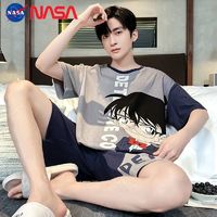 NASAOVER NASA男士睡衣夏季短袖纯棉短裤休闲名侦探柯南青年大码家居服套装