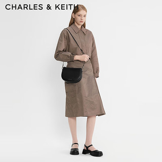 CHARLES&KEITH24春季英伦风一字扣厚底包头凉鞋CK1-70580220 Black黑色 38