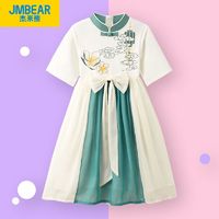 JMBEAR 杰米熊 女童汉服夏款中国风2023新款儿童古装旗袍民族风唐装连衣裙