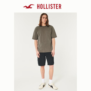 HOLLISTER24夏季美式宽松短款圆领短袖T恤男女KI324-4119 棕色水洗 XL (180/116A)