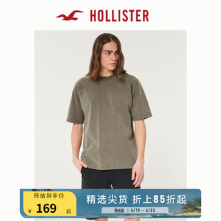 HOLLISTER24夏季美式宽松短款圆领短袖T恤男女KI324-4119 棕色水洗 XL (180/116A)