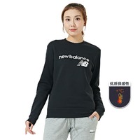 new balance NB奥莱正品女士长袖加绒上衣圆领简约印花LOGO休闲运动卫衣