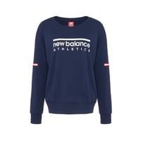 new balance NB奥莱正品女款秋冬季上衣长袖时尚圆领印花logo套头卫衣