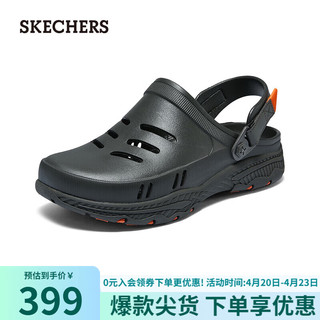 SKECHERS 斯凯奇 泡泡鞋2023夏男士凉鞋洞洞鞋沙滩防滑243108 橄榄绿/OLV 39.5