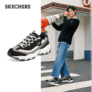 SKECHERS 斯凯奇 男款奶茶熊厚底老爹鞋休闲运动鞋237153 黑色/自然色/BKNT 40