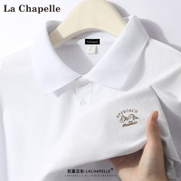 La Chapelle 短袖POLO衫男纯色夏季时尚休闲翻领打底衫百搭上衣男装 山峰#白色 3XL