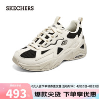 SKECHERS 斯凯奇 气泡熊猫鞋老爹鞋女款复古运动鞋子896178 自然色/黑色499 37