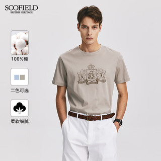 Scofield男士24年夏季长绒棉印花圆领舒适短袖全棉休闲T恤 浅蓝色 170