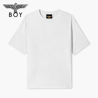 BOY LONDON24夏季潮牌满身老鹰提花薄款经典鹰标设计感短袖T恤N01045 白色 XL