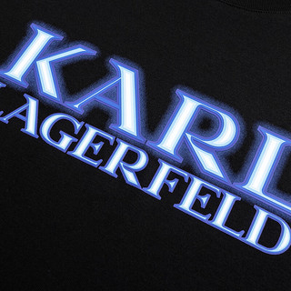 Karl Lagerfeld卡尔拉格斐轻奢老佛爷男装 2024夏款logo印花T恤老佛爷男241N1714 黑色 48