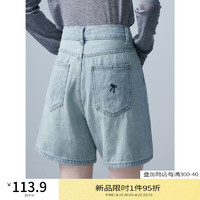 EGGKA 4/19 20:00PM 蝴蝶结牛仔短裤 蓝色 S