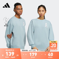 adidas 阿迪达斯 情侣款加绒圆领长袖卫衣套头衫男女阿迪达斯官方轻运动 浅蓝色 AXXXS