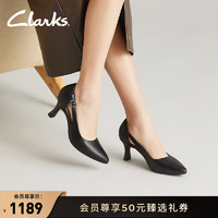 Clarks其乐卡塔系列女鞋24夏季镂空尖头凉鞋时尚单鞋高跟鞋女 黑色 261712314 36