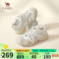 骆驼（CAMEL）登山鞋女密网拼接抽绳厚底休闲鞋 L24S245121 米色(四季款) 40