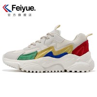 大孚飞跃 Feiyue/飞跃老爹鞋雀翎增高女2023秋季新款薄纱拼接百搭休闲鞋