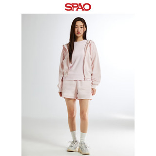 SPAO韩国同款2024年春季女士休闲纯色连帽开衫卫衣SPMZE23G01 浅粉色 S