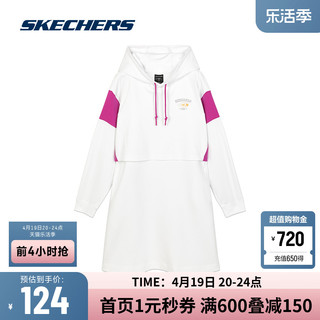 SKECHERS 斯凯奇 官方outlets复古系列针织假两件连衣裙上半身撞色卫衣裙子