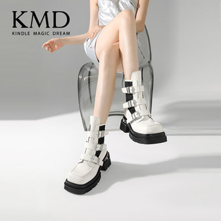 kmd2024春季皮质马丁靴短靴 米白色 34