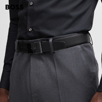 BOSS（服装） BOSS男士2024夏季针扣加牌扣两面用皮革腰带 001-黑色