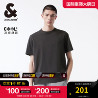 杰克琼斯 杰克·琼斯（JACK&JONES）24春季男潮流弹力清爽少异味罗纹领上衣短袖T恤男款224101141 E02 牡蛎黑 常规 E02 牡蛎黑 180/100A/L