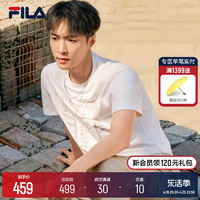 FILA 斐乐 官方男子短袖T2024夏新时尚休闲舒适白T恤