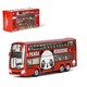 玥乐 1:87双层巴士小汽车模型合金男孩儿童玩具公交站台车巴士车回力车套装