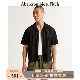 ABERCROMBIE & FITCH男装 24春夏时尚复古短款美式风衬衫KI125-4093 黑色 XS (170/84A)