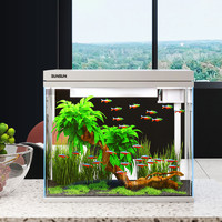 SUNSUN 森森 超白鱼缸自循环客厅小型桌面家用免换水金鱼缸玻璃懒人水族箱