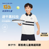 SKECHERS 斯凯奇 速干夏季儿童短袖休闲透气夏运动男童polo领T恤P223B009