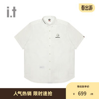 Aape it 男装春夏猿颜迷彩徽章字母刺绣休闲简约短袖衬衫8473X WHX/白色 S